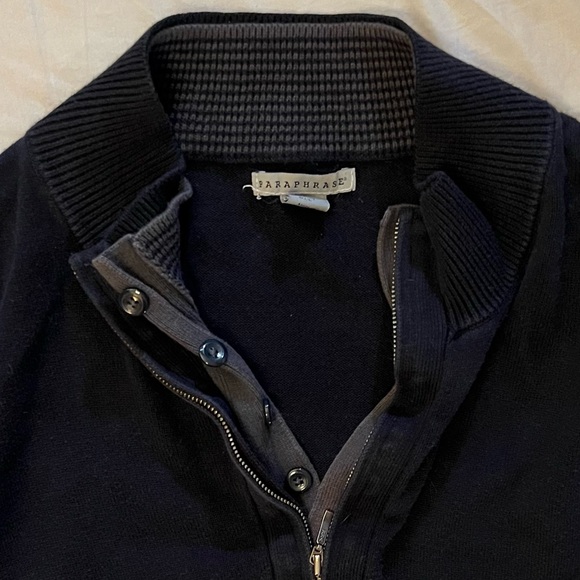 Paraphrase Blue Quarter Zip Sweater Versatile Knit Design - Picture 2 of 8